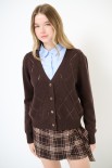CARDIGAN V ROMBI PAILLETTES COFFEE
