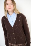CARDIGAN V ROMBI PAILLETTES COFFEE