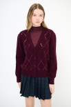 CARDIGAN V ROMBI PAILLETTES VINO