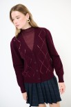 CARDIGAN V ROMBI PAILLETTES VINO