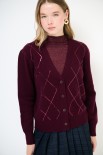 CARDIGAN V ROMBI PAILLETTES VINO