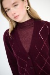 CARDIGAN V ROMBI PAILLETTES VINO