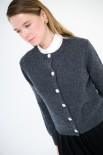 CARDIGAN PARICOLLO BOTTONI GIOIELLO GRIGIO ANTRACITE