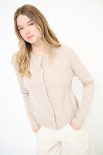 CARDIGAN PARICOLLO BOTTONI GIOIELLO BEIGE
