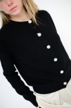 CARDIGAN PARICOLLO BOTTONI GIOIELLO NERO