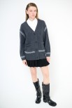 MAXI CARDIGAN LANA CON RICAMI GRIGIO ANTRACITE