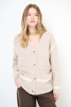 MAXI CARDIGAN LANA CON RICAMI BEIGE