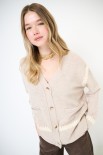 MAXI CARDIGAN LANA CON RICAMI BEIGE