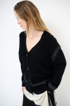 MAXI CARDIGAN LANA CON RICAMI NERO