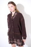 MAXI CARDIGAN LANA CON RICAMI COFFEE