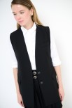 GILET LUNGO CON FILETTO E PATTINE NERO
