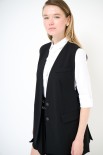 GILET LUNGO CON FILETTO E PATTINE NERO