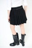 MINI CON PIEGHE DOPPIA CINTURA NERO