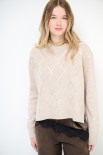 MAGLIA PARICOLLO ROMBI PAILLETTES BEIGE