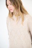 MAGLIA PARICOLLO ROMBI PAILLETTES BEIGE
