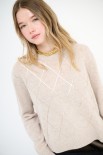 MAGLIA PARICOLLO ROMBI PAILLETTES BEIGE