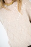 MAGLIA PARICOLLO ROMBI PAILLETTES BEIGE