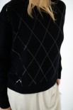 MAGLIA PARICOLLO ROMBI PAILLETTES NERO