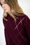 MAGLIA PARICOLLO ROMBI PAILLETTES VINO