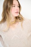 MAGLIA SCOLLO V ROMBI PAILLETTES BEIGE