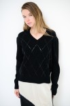 MAGLIA SCOLLO V ROMBI PAILLETTES NERO