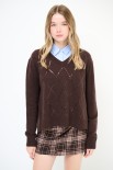 MAGLIA SCOLLO V ROMBI PAILLETTES COFFEE