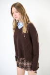 MAGLIA SCOLLO V ROMBI PAILLETTES COFFEE