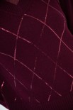 MAGLIA SCOLLO V ROMBI PAILLETTES VINO