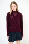 MAGLIA SCOLLO V ROMBI PAILLETTES VINO