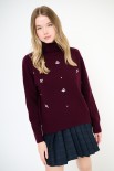MAGLIA COLLO ALTO OVER CON APPLICAZIONI VINO
