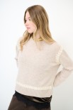 MAGLIA PARICOLLO LANA CON RICAMI BEIGE