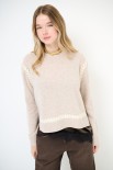 MAGLIA PARICOLLO LANA CON RICAMI BEIGE