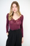 MAGLIA SCOLLO V PIZZO VISCOSA CACHEMIRE VINO