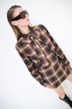 BLUSA OVER CON FIOCCO CHECK STAMPA NERO