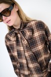 BLUSA OVER CON FIOCCO CHECK STAMPA NERO
