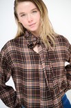 BLUSA OVER CON FIOCCO CHECK STAMPA MORO