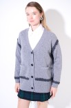 MAXI CARDIGAN LANA CON RICAMI GRIGIO