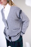 MAXI CARDIGAN LANA CON RICAMI GRIGIO