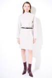 ABITO COLLO CRATERE CON CINTURA BEIGE