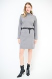 ABITO COLLO CRATERE CON CINTURA GRIGIO