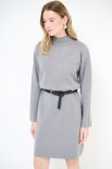 ABITO COLLO CRATERE CON CINTURA GRIGIO