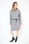 ABITO COLLO CRATERE CON CINTURA GRIGIO