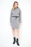 ABITO COLLO CRATERE CON CINTURA GRIGIO