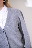 CARDIGAN V ROMBI PAILLETTES GRIGIO