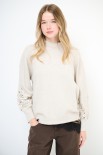MAGLIA PARICOLLO PAILETTES MANICA BEIGE