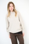 MAGLIA PARICOLLO PAILETTES MANICA BEIGE