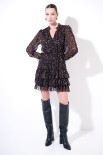 ABITO CORTO DOPPIA BALZA STAMPA NERO