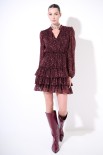 ABITO CORTO DOPPIA BALZA STAMPA BORDEAUX