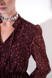 ABITO CORTO DOPPIA BALZA STAMPA BORDEAUX