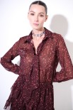 CAMICIA BASIC CON FIOCCO COLLO STAMPA BORDEAUX